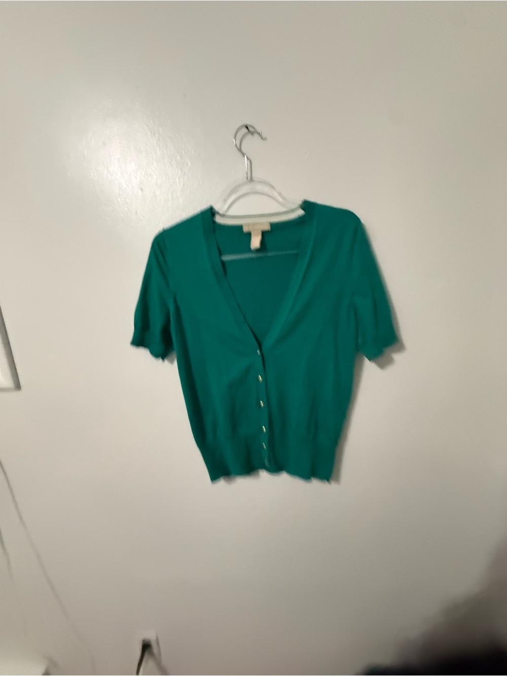 Banana Republic Green Short-Sleeve Button Cardigan